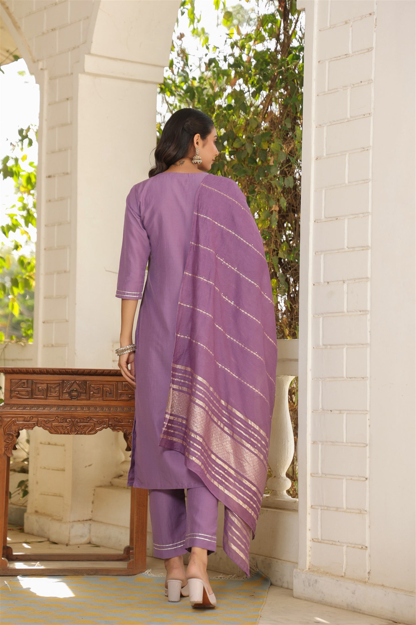 Beautiful and Simple Embroidered Kurta set With Bottom and Dupatta